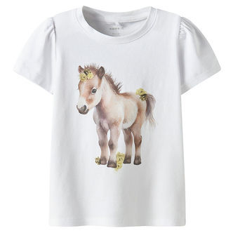 Name It T-shirt - NmfHani - Bright White m. Hest