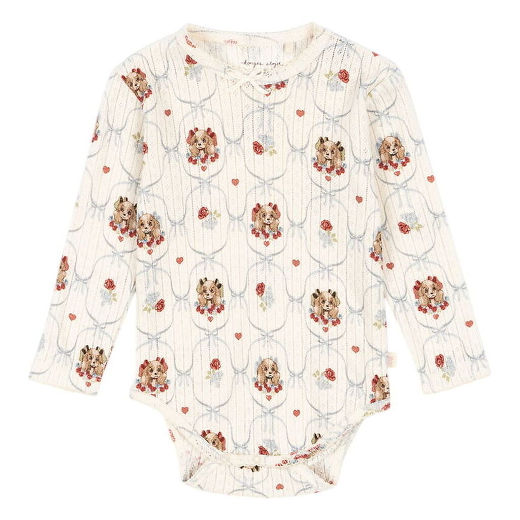 Konges Sløjd Body l/æ - Rib - Minnie - Puppy m. Hulmønster