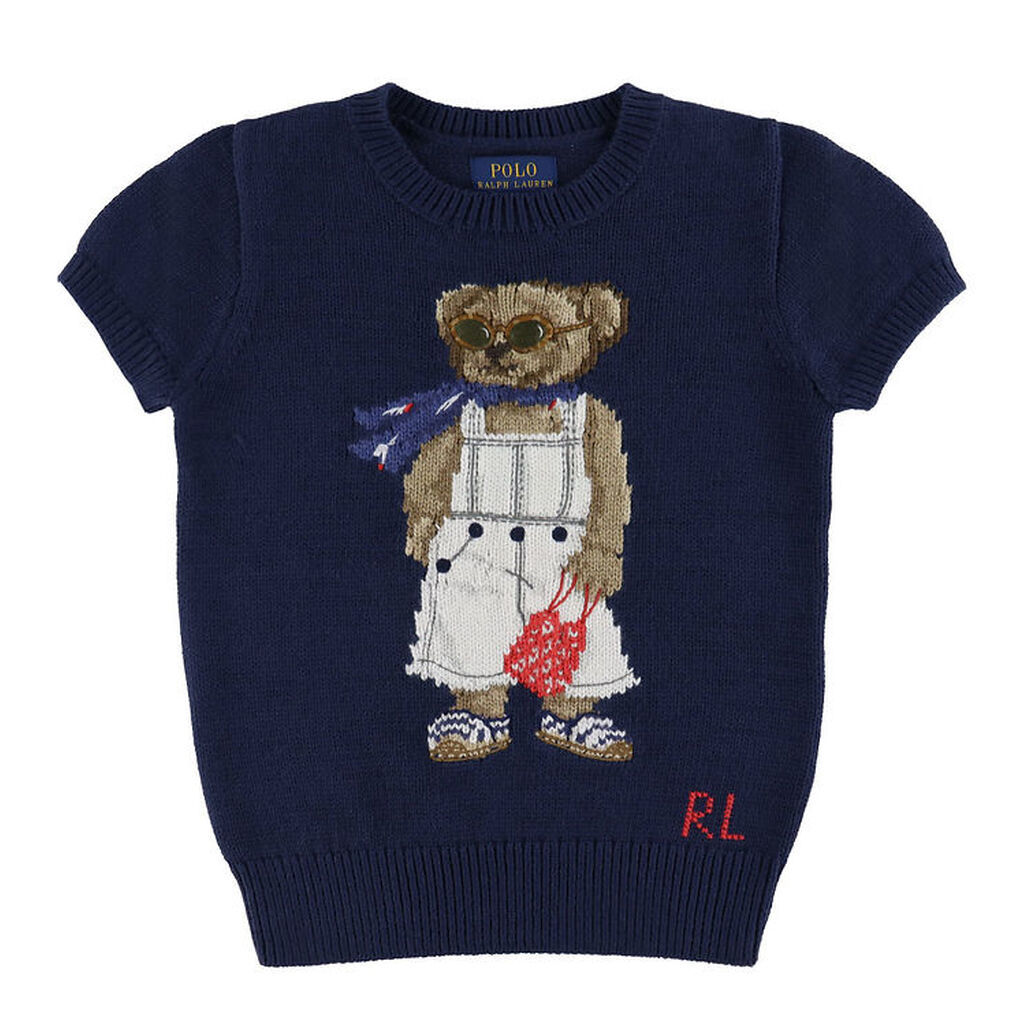 Polo Ralph Lauren T-shirt - Strik - Navy m. Bamse