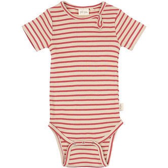 Petit Piao Body k/æ - Rib - Modal - Light Berry/Dark Off White