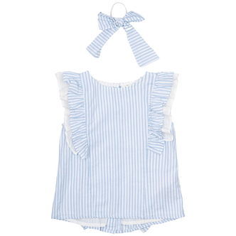 The New Top/Hårelastik - TnNalani - White Swan Striped m. Glimme