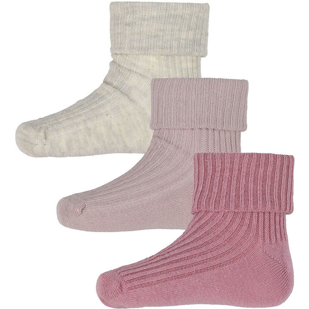 Minymo Strømper - 3-pak - Rib - Rosa Smoke