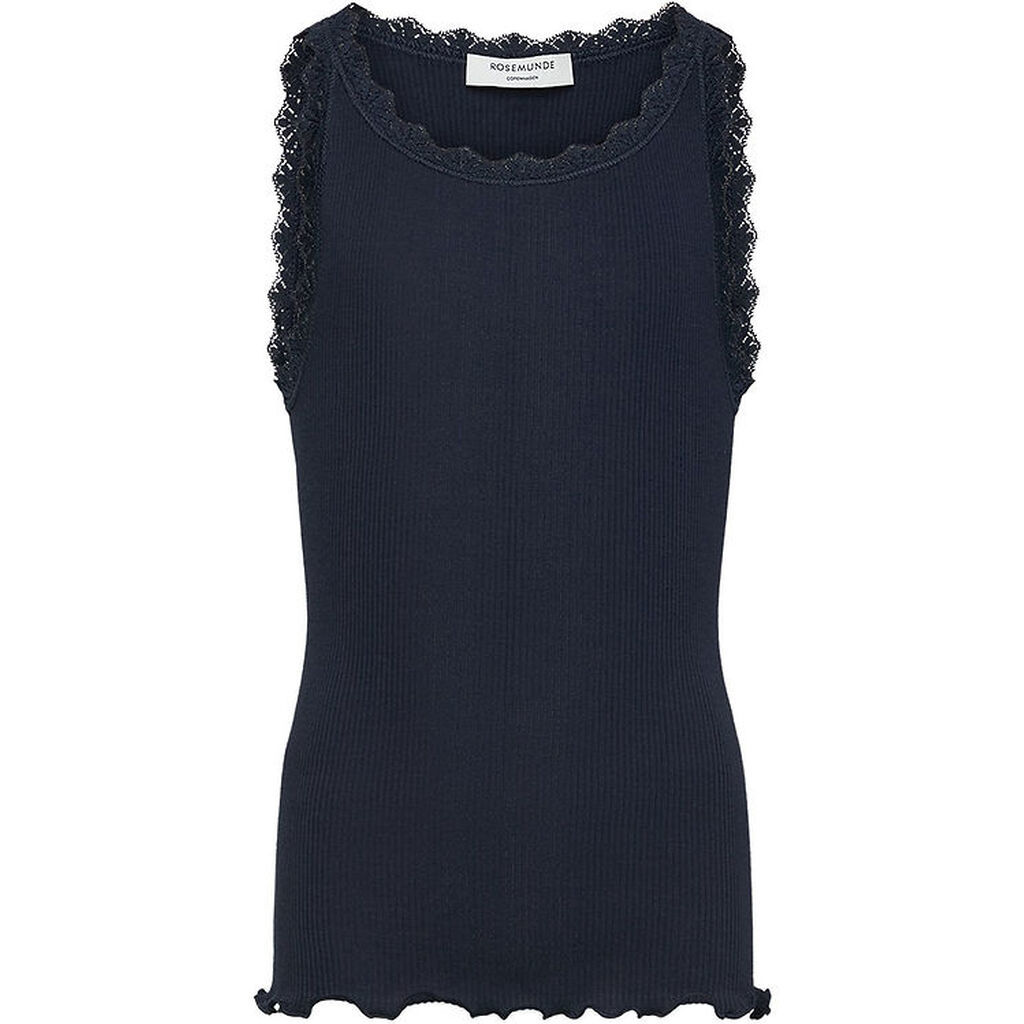 Rosemunde Top - Rib - Balta - Navy m. Blonder