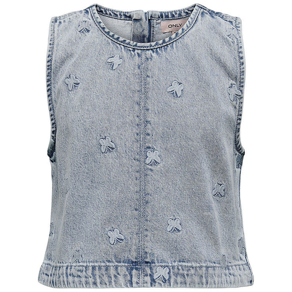 Kids Only Top - KogFreja - Lyseblå Denim/Sommerfugl