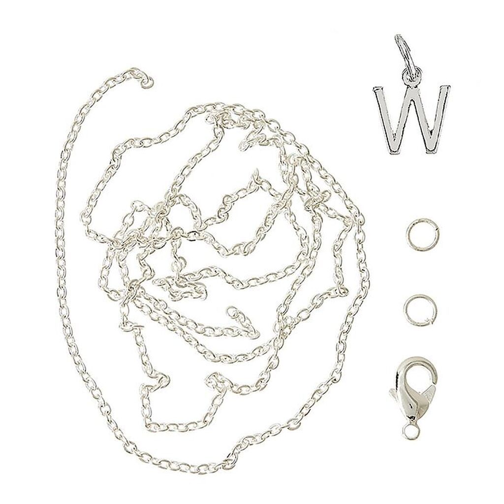 Me&My BOX Halskæde m. Bogstav - W - Sølvbelagt