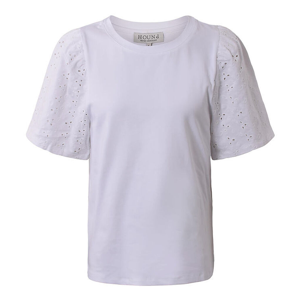 Hound T-Shirt - Puff Sleve Top - White