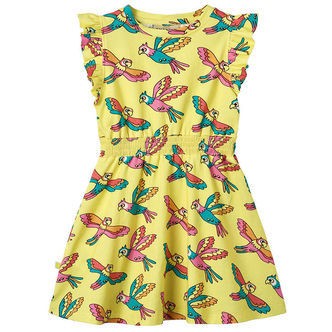 Småfolk Kjole - Custard m. Papegøjer