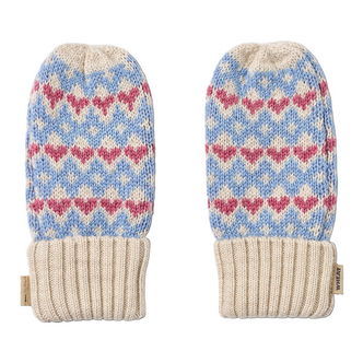 Wheat Luffer - Uld - Jacquard - Haansi - Blå m. Hjerter