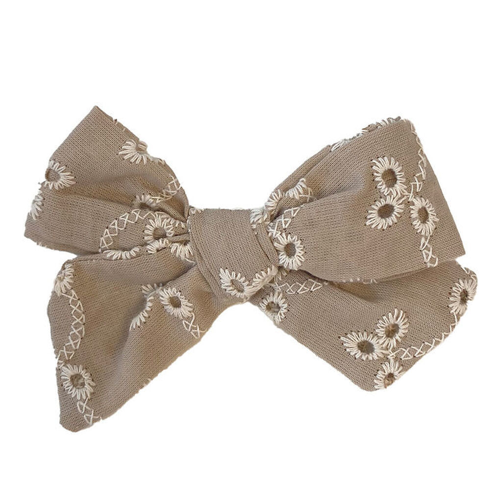 By Stær Hårspænde m. Sløjfe - Cornelia - 9x6 cm - Beige Broderi