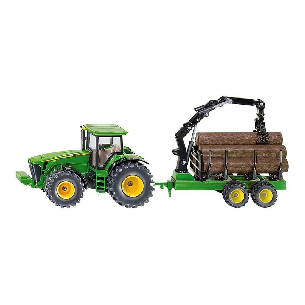 Siku Traktor m. Skovbrugstrailer - John Deere 8430 - 1:50 - Grøn