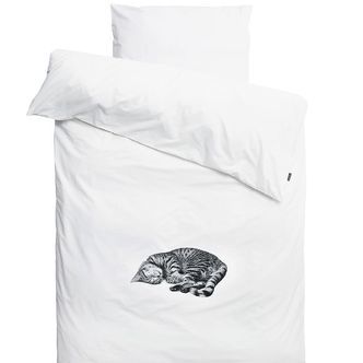 Snurk Sengetøj - Voksen - Hvid m. Kat