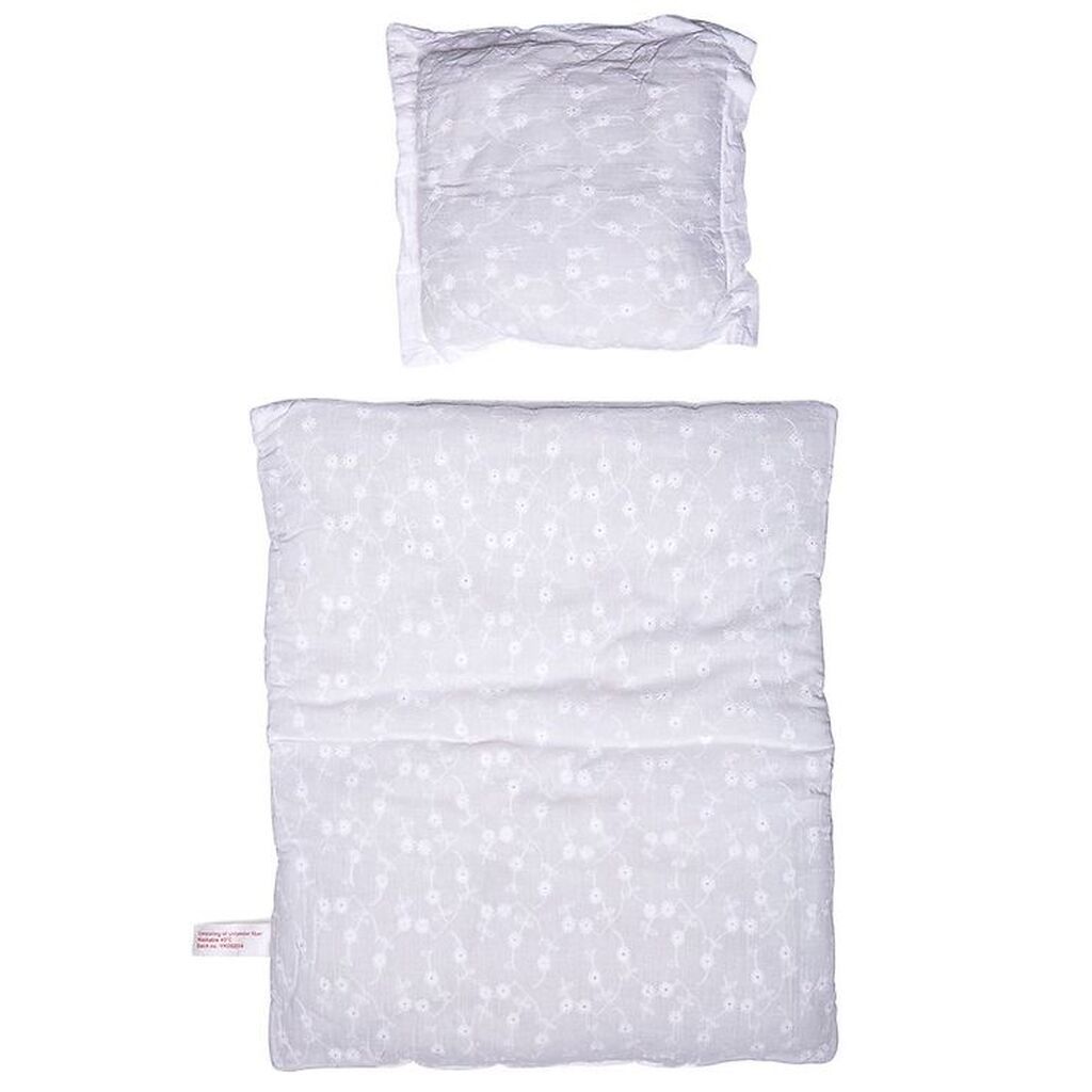 MaMaMeMo Dukkesengetøj - 50 cm - Hvid m. Blonder