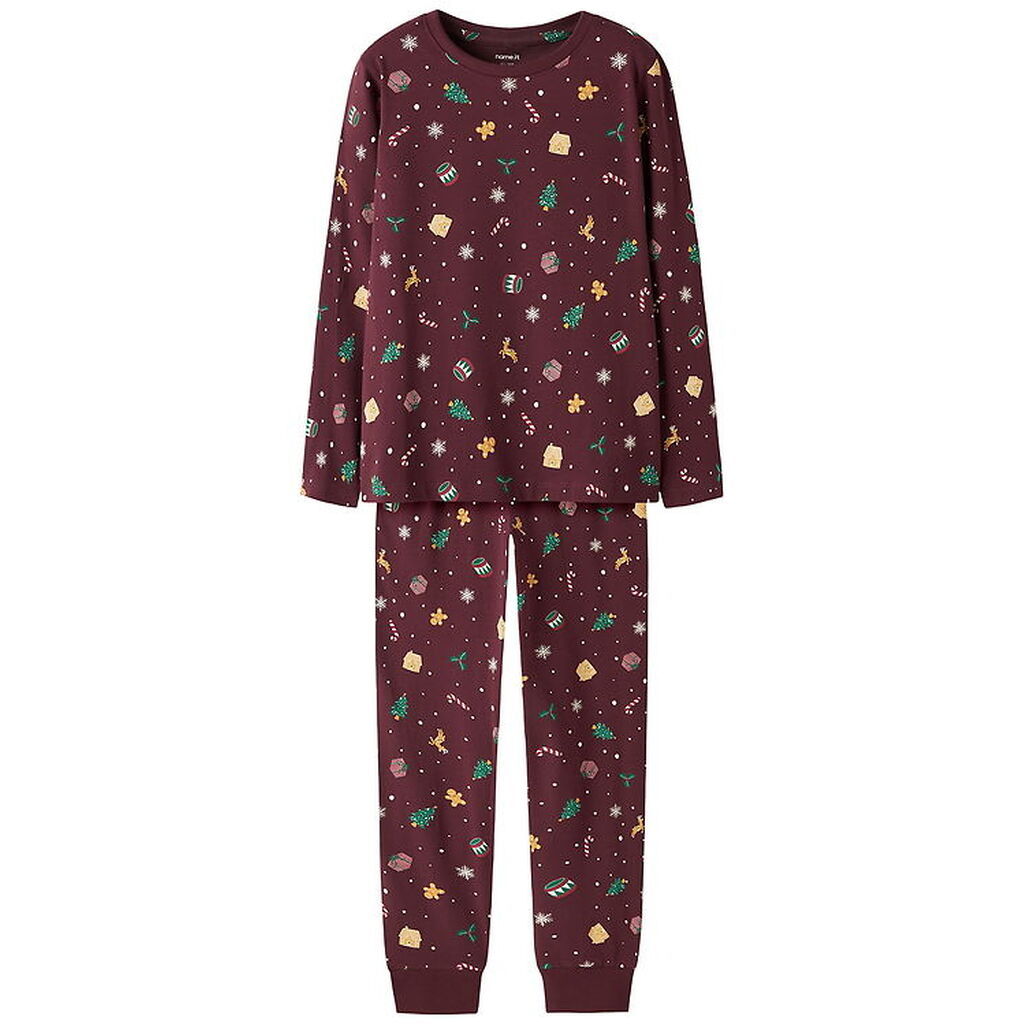 Name It Nattøj - NknVismas - Burgundy/Xmas AOP
