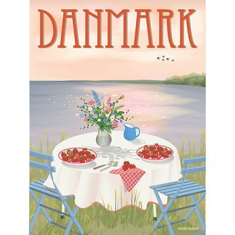 Vissevasse Plakat - 30x40 cm - Danmark - Jordbær