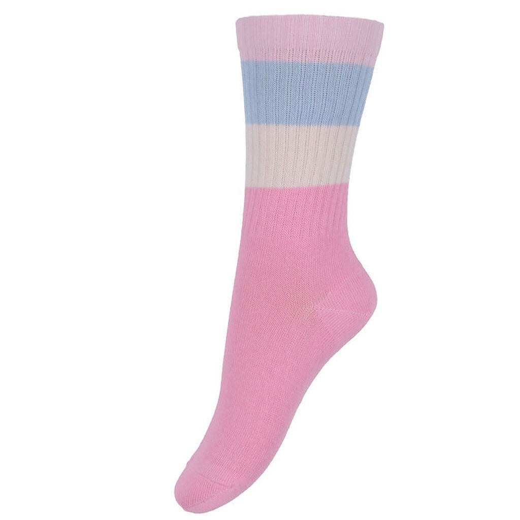 Melton Strømper - Wide Stripes - Pink Cosmos