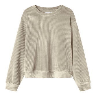 Name It Bluse - Fløjlsvelour - NkfVeloa - Velvet - Cement