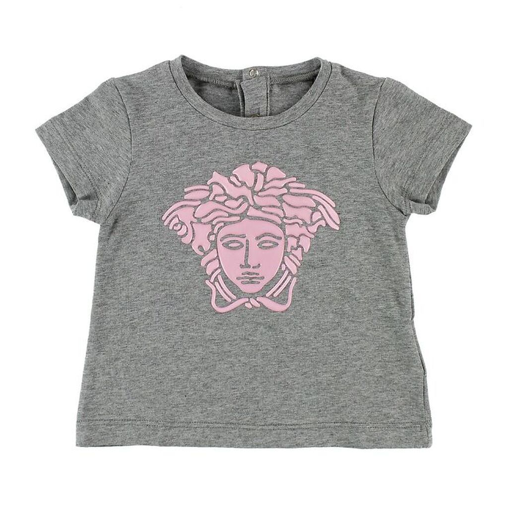 Young Versace T-shirt - Gråmeleret m. Lyserød Medusa