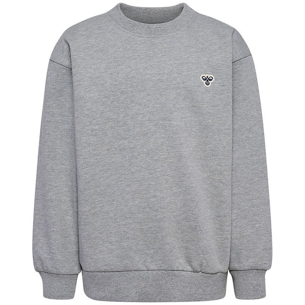Hummel Sweatshirt - hmlJR Loose Crewneck - Grey Melange m. Logo