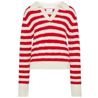 Grunt Polobluse - Strik - Fany - Off White/Rød