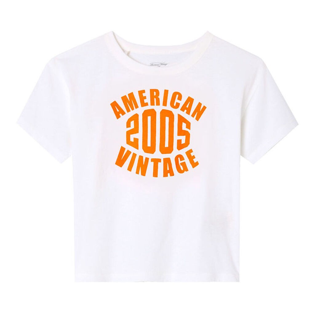 American Vintage T-shirt - Gamipy - Hvid/Neonorange