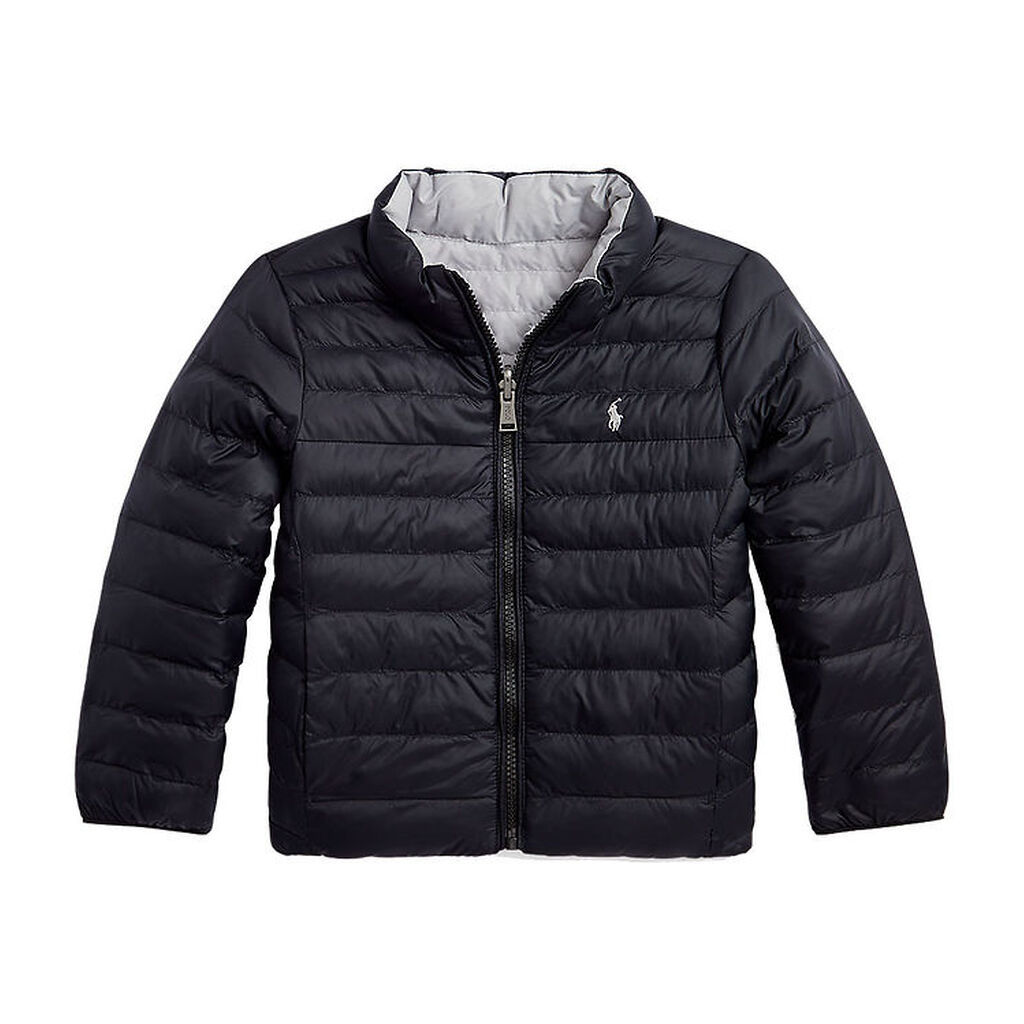 Polo Ralph Lauren Dynejakke - Vendbar - Sort/Grå