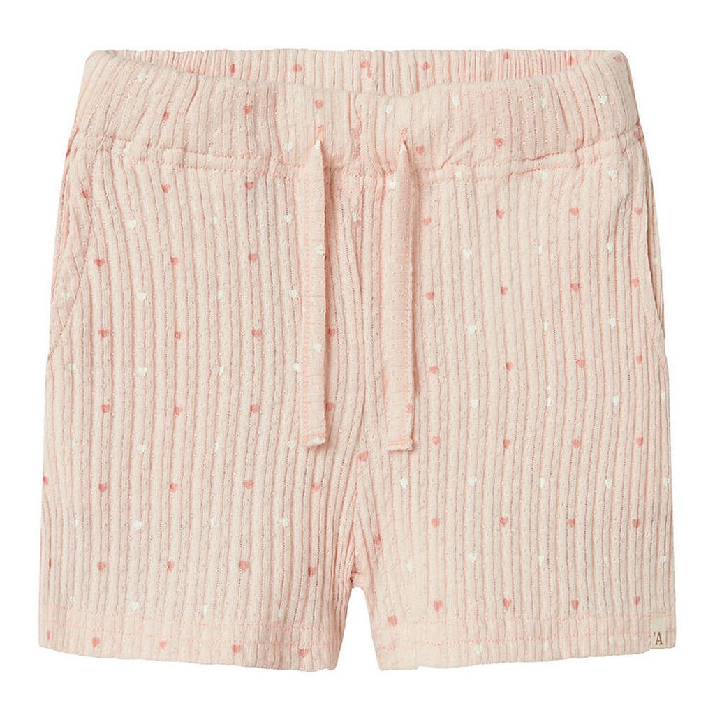 Lil' Atelier Shorts - Rib - NmfHulla - Peach Blush m. Hjerter