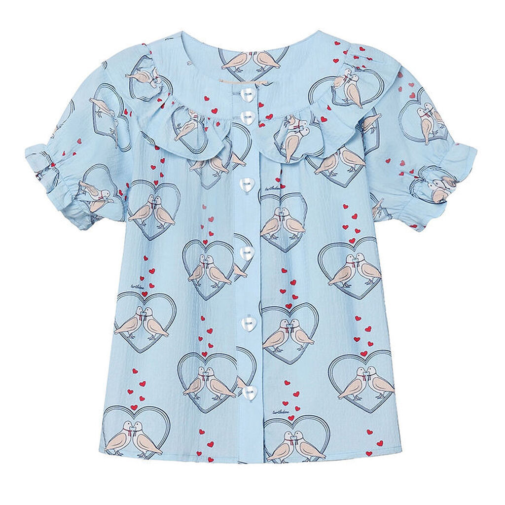 Fliink Skjorte - Colombe - Dream Blue/Hjerter