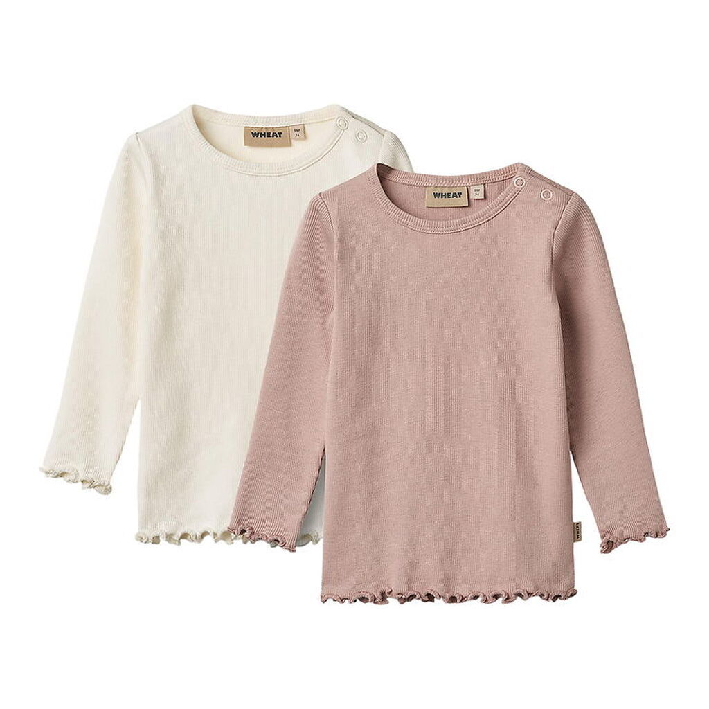 Wheat Bluser - Rib - 2-pak - Ida - Rose Powder