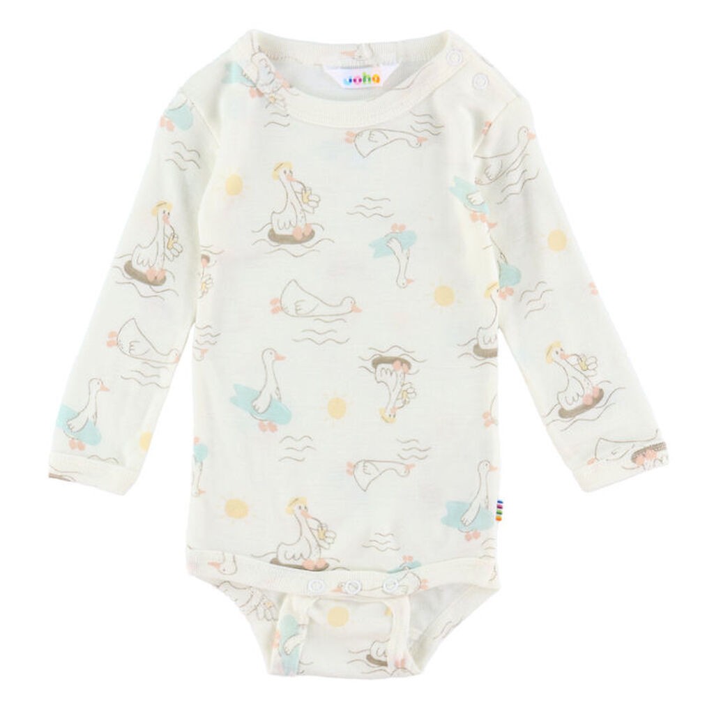 Joha Body l/æ - Uld/Silke - OffWhite m. Print