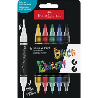Faber-Castell Tuscher - Shake & Paint Akryl - 6 Stk. - Multi
