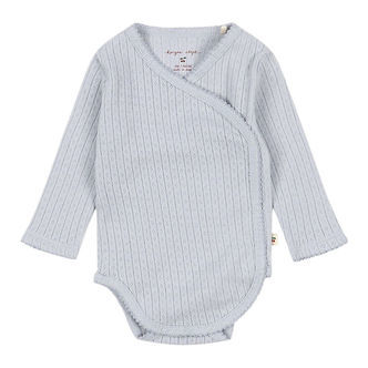 Konges Sløjd Body l/æ - Rib - Minnie - Gray Dawn m. Hulmønster