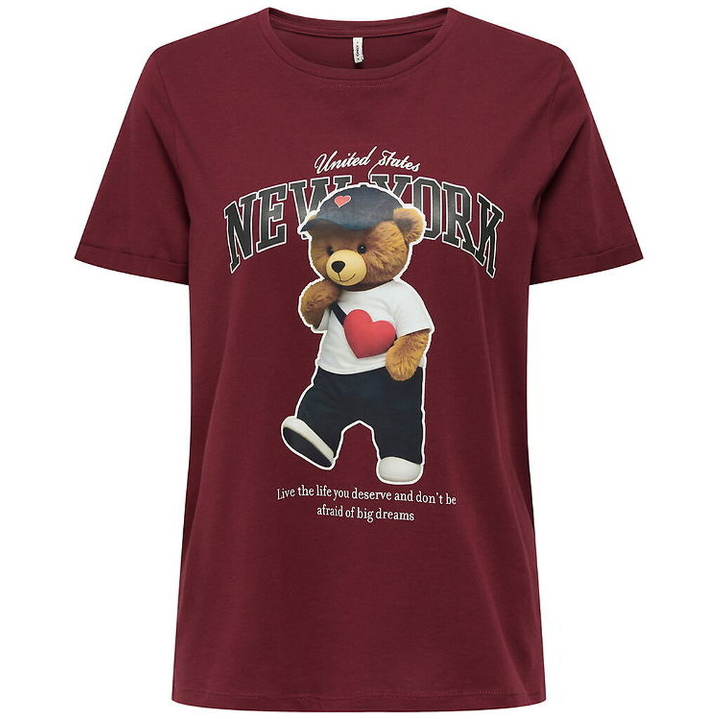 Kids Only T-shirt - KogLina - Bear O-Neck Top - Cabernet/New Yor