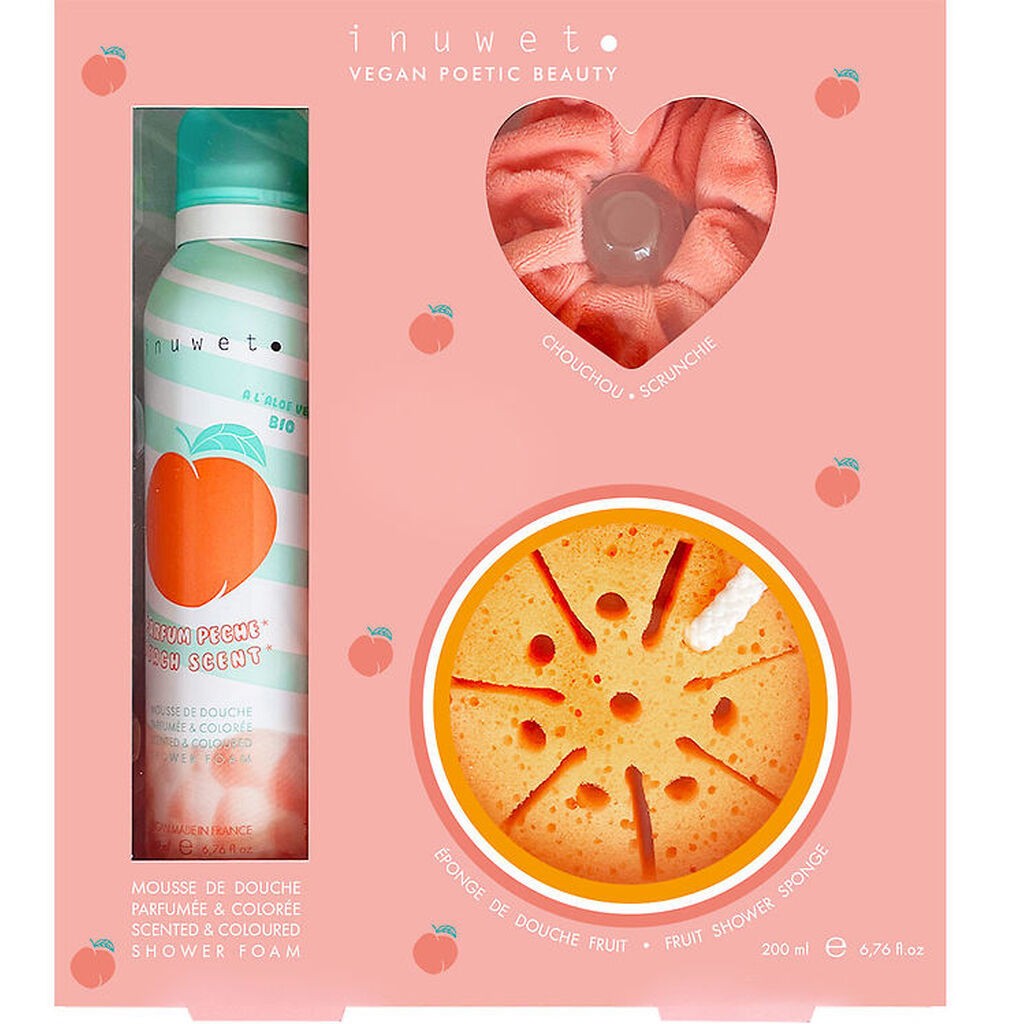Inuwet Gavesæt - Badeskum/Badesvamp/Scrunchie - Peach