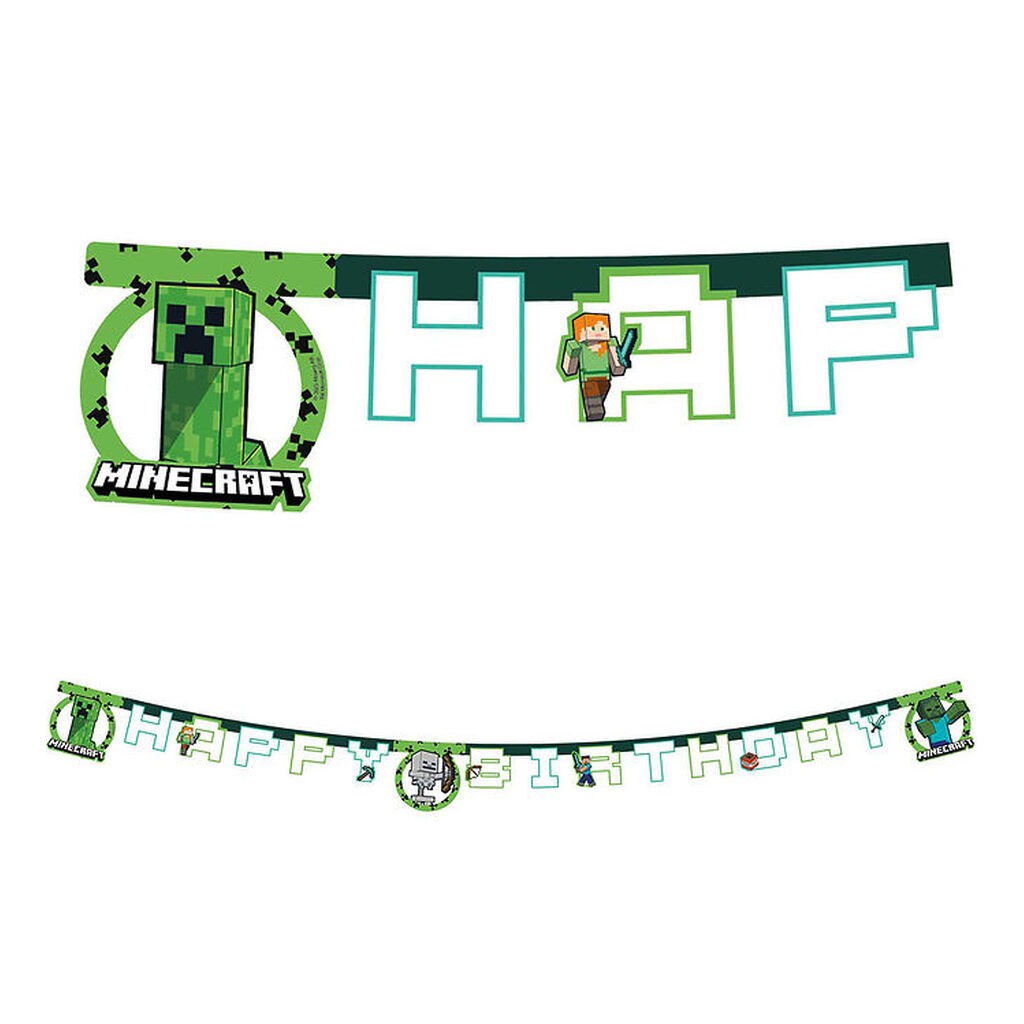 Decorata Party Happy Birthday Banner - Minecraft