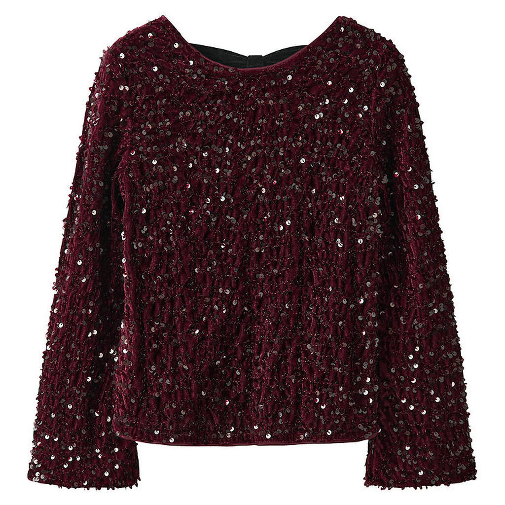 Name It Bluse - NkfRusitta - Burgundy/Black Bow m. Palietter