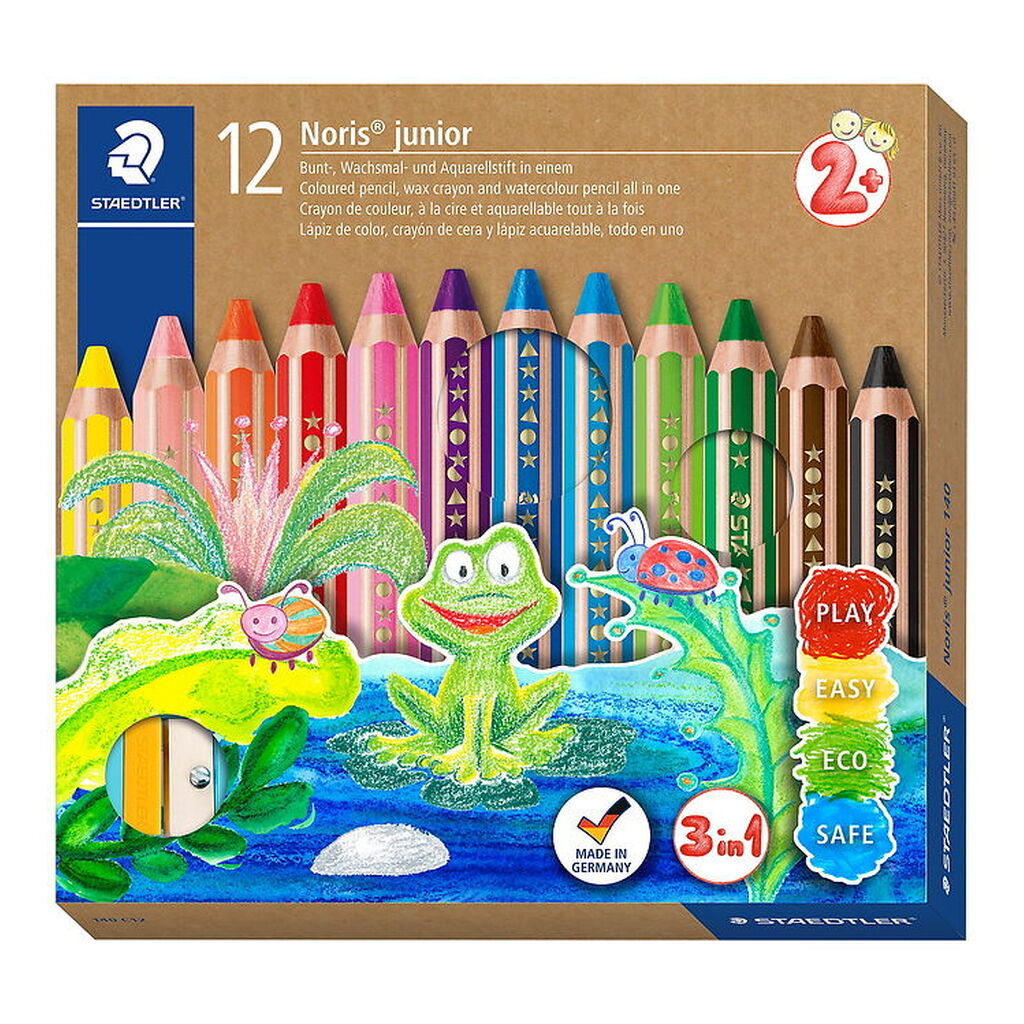Staedtler Farveblyanter - Noris Junior - 3-i-1 - 12 stk m. Blyan
