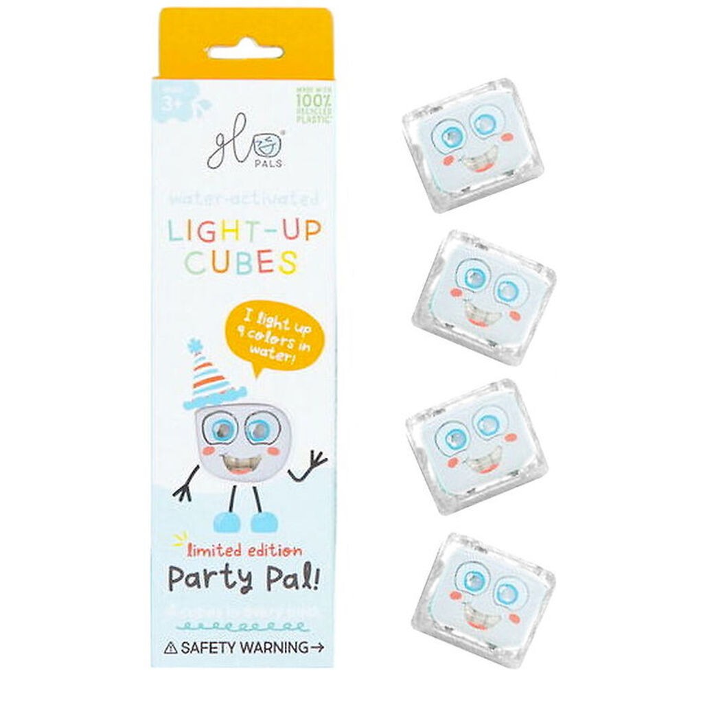 Glo Pals Sansekuber m. Lys - Party Pal - 4 stk. - Hvid