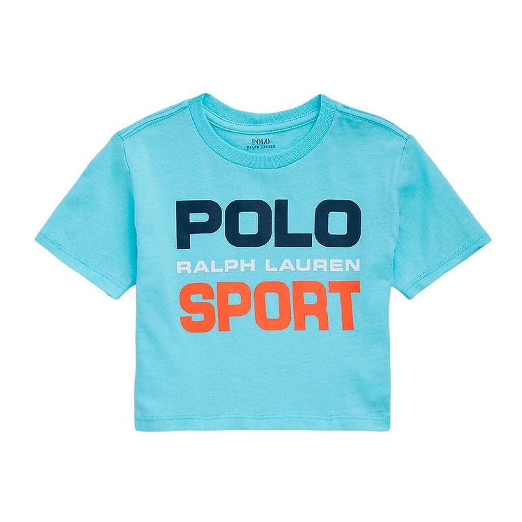 Polo Ralph Lauren T-shirt - Cropped - Polo Sport - Lyseblå m. Pr