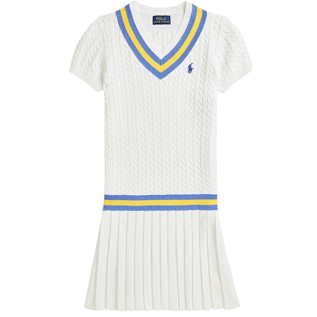 Polo Ralph Lauren Kjole - Strik - Hvid m. Blå