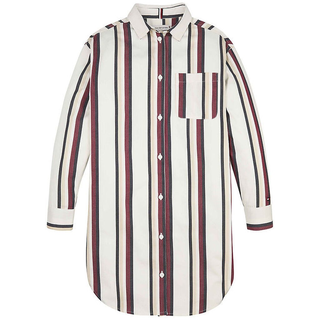 Tommy Hilfiger Skjortekjole - Global Stripe - Ivory/Red White