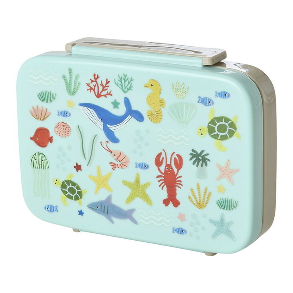 Rice Madkasse - m. 6 Rum - Blå Ocean Print