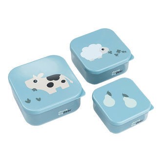 Done by Deer Snackbokse - Tiny Farm - 3-pak - Blå