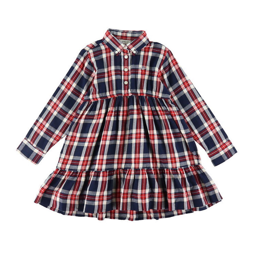 GANT Kjole - Checked Flannel - Evening Blue