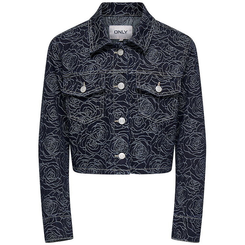 Kids Only Denimjakke - KogGianna - Dark Blue Denim/Roses