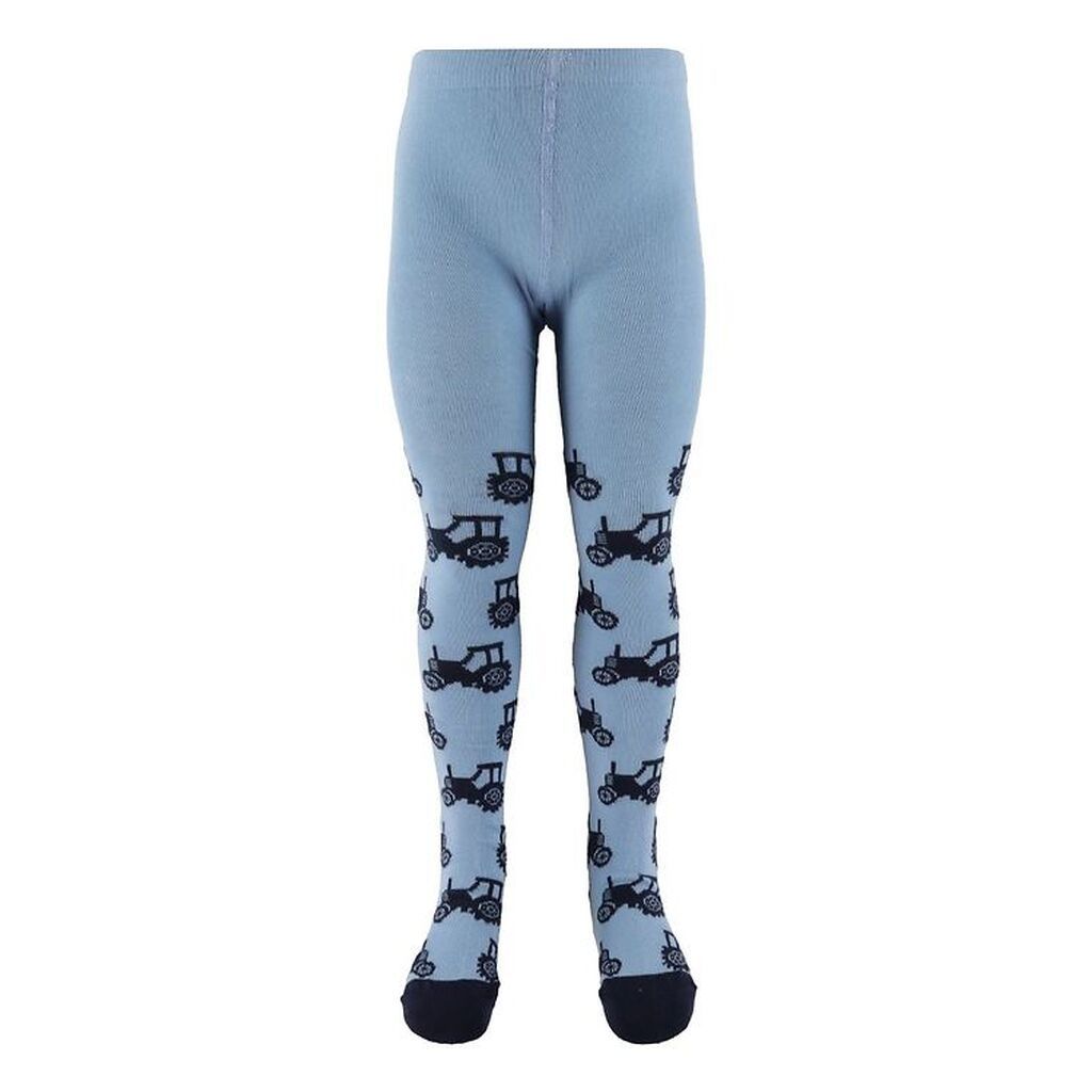 Minymo Strømpebukser - Blå m. Traktorer
