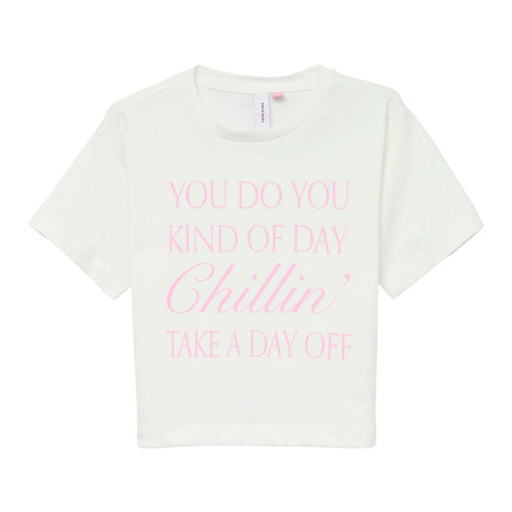 Vero Moda Girl T-shirt - Cropped - VmKatrine - Snow White/Chilli
