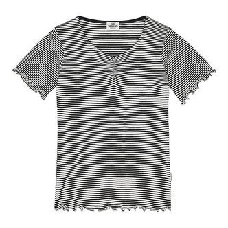 Mads Nørgaard T-shirt - Rib - Stripe Tiki - Sort/Vanilla Ice
