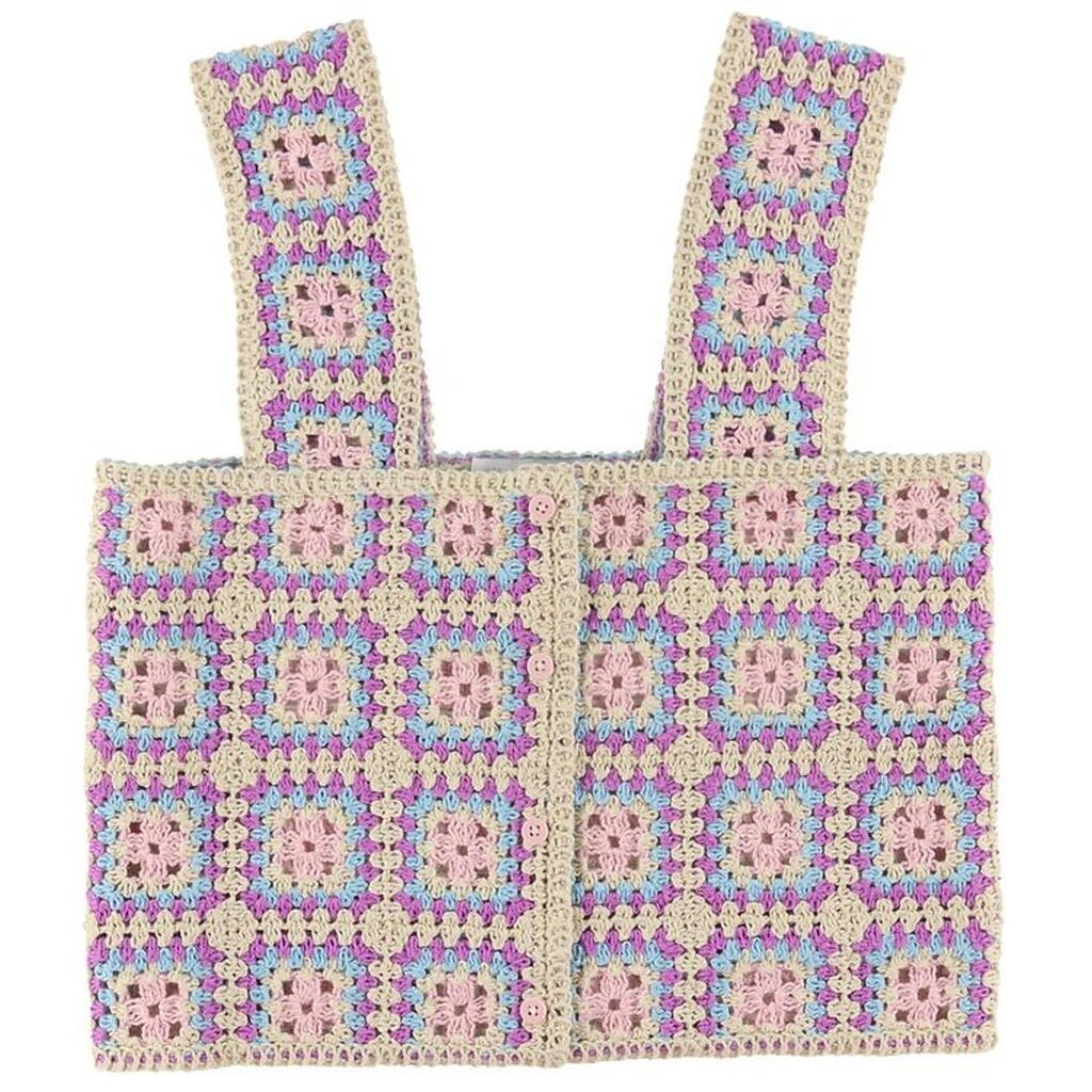 Stella McCartney Kids Top - Cropped - Hæklet - Sand/Lilla/Blå/Ro