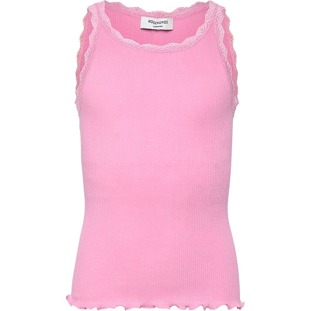 Rosemunde Top - Rib - Balta - Prism Pink m. Bonder