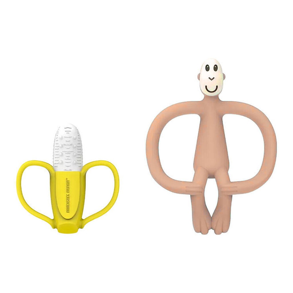 Matchstick Monkey Bideringe - 2-pak - Banana & Monkey - Pink